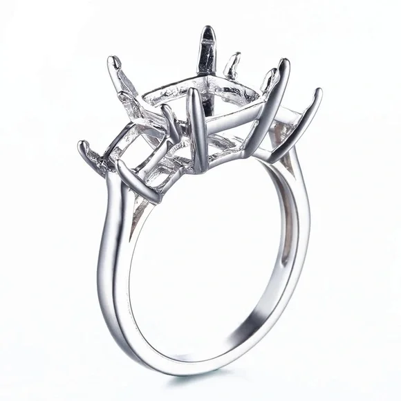 🛳 3Ct 11.7mm x 10mm Cushion Cut Austrian Crystal Solitaire Rings - Picture 8 of 12